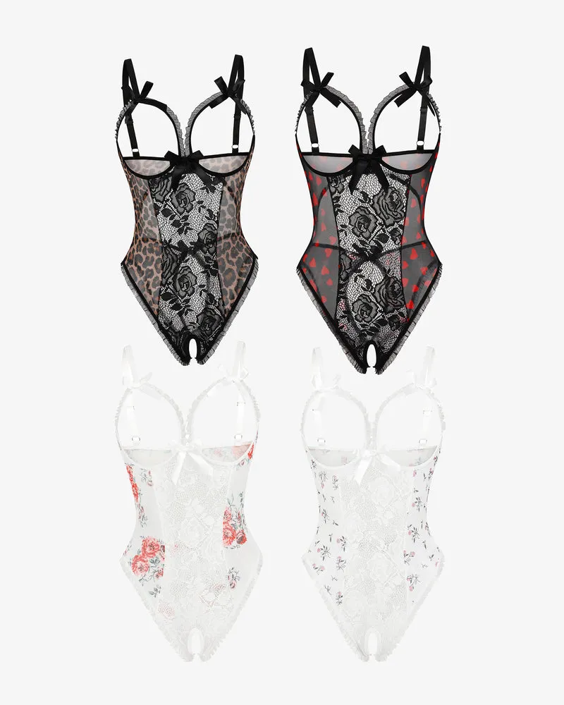 4Pack One Piece Crotchless Lingerie