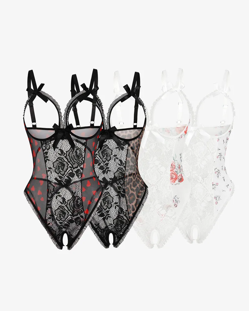 4Pack One Piece Crotchless Lingerie