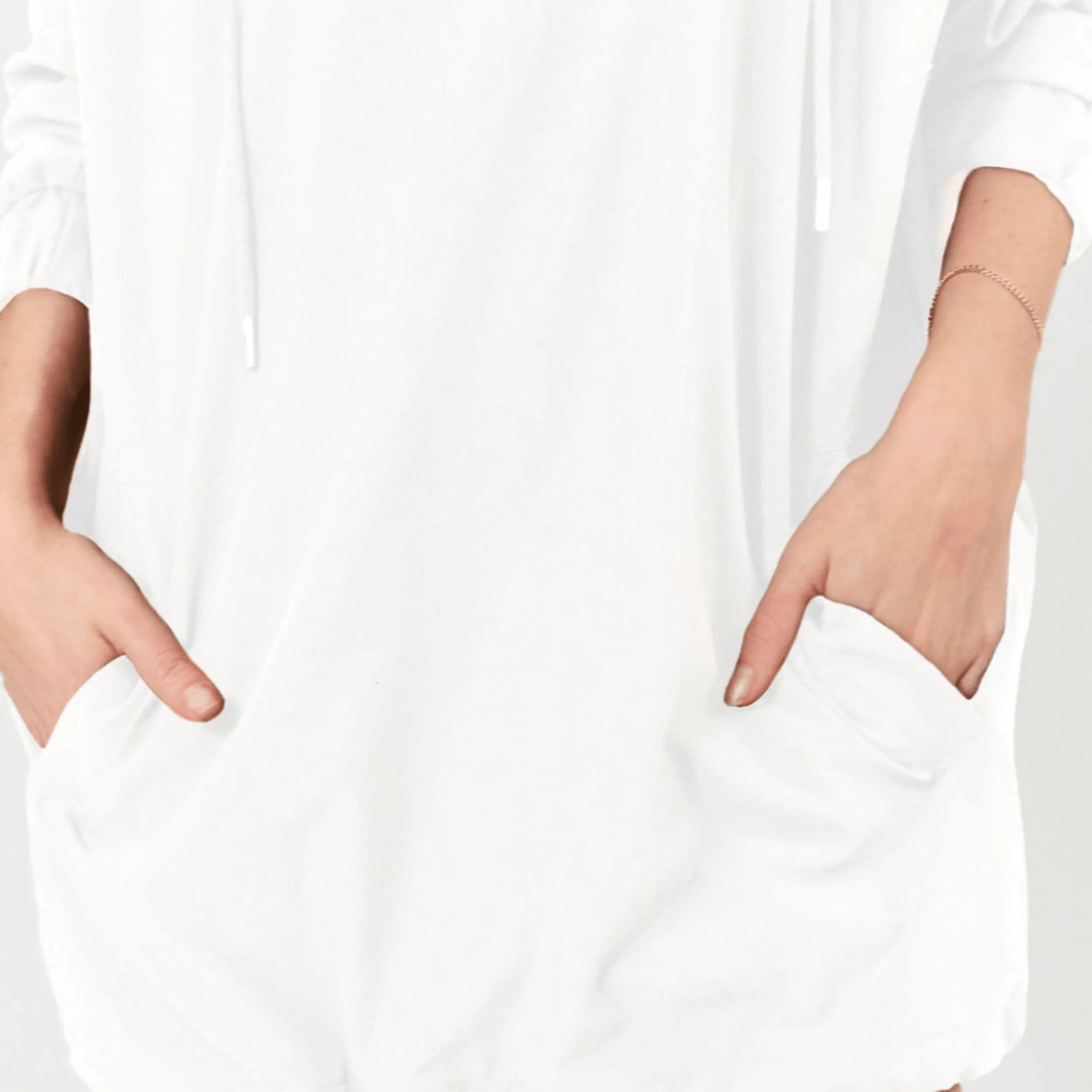 Abby Windbreaker Hoodie Dress - White