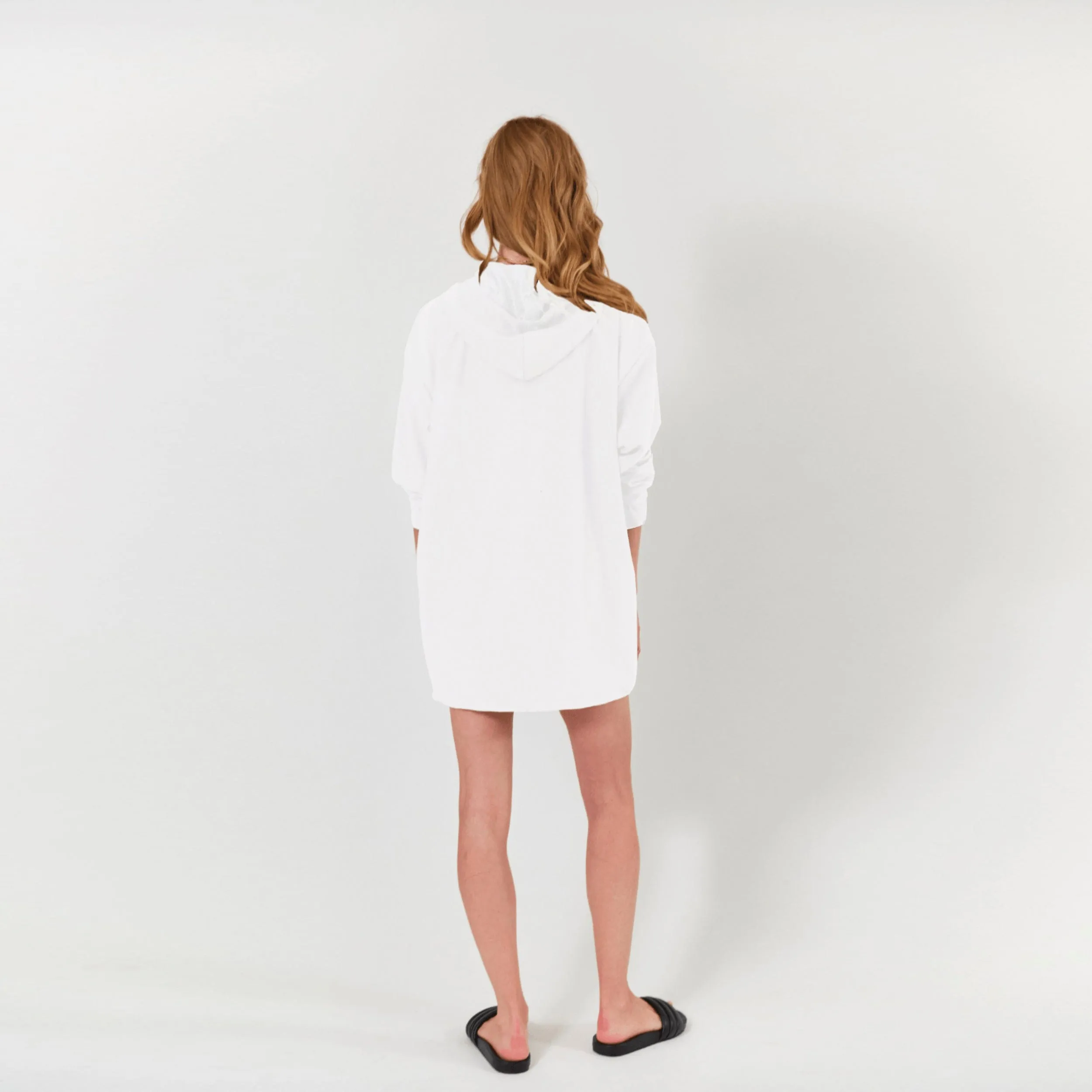 Abby Windbreaker Hoodie Dress - White