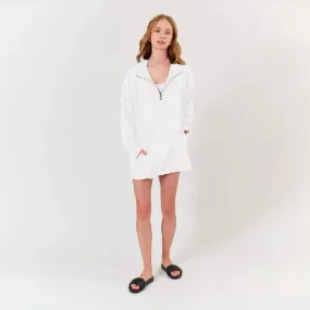 Abby Windbreaker Hoodie Dress - White