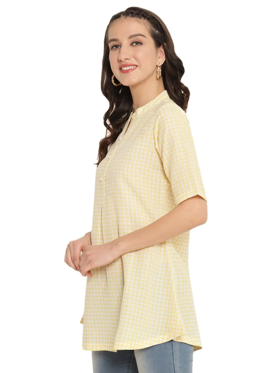 Ahalyaa Checks Printed Yellow Tunic