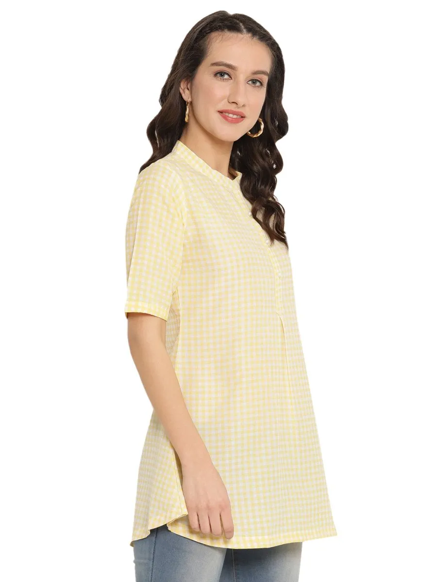 Ahalyaa Checks Printed Yellow Tunic