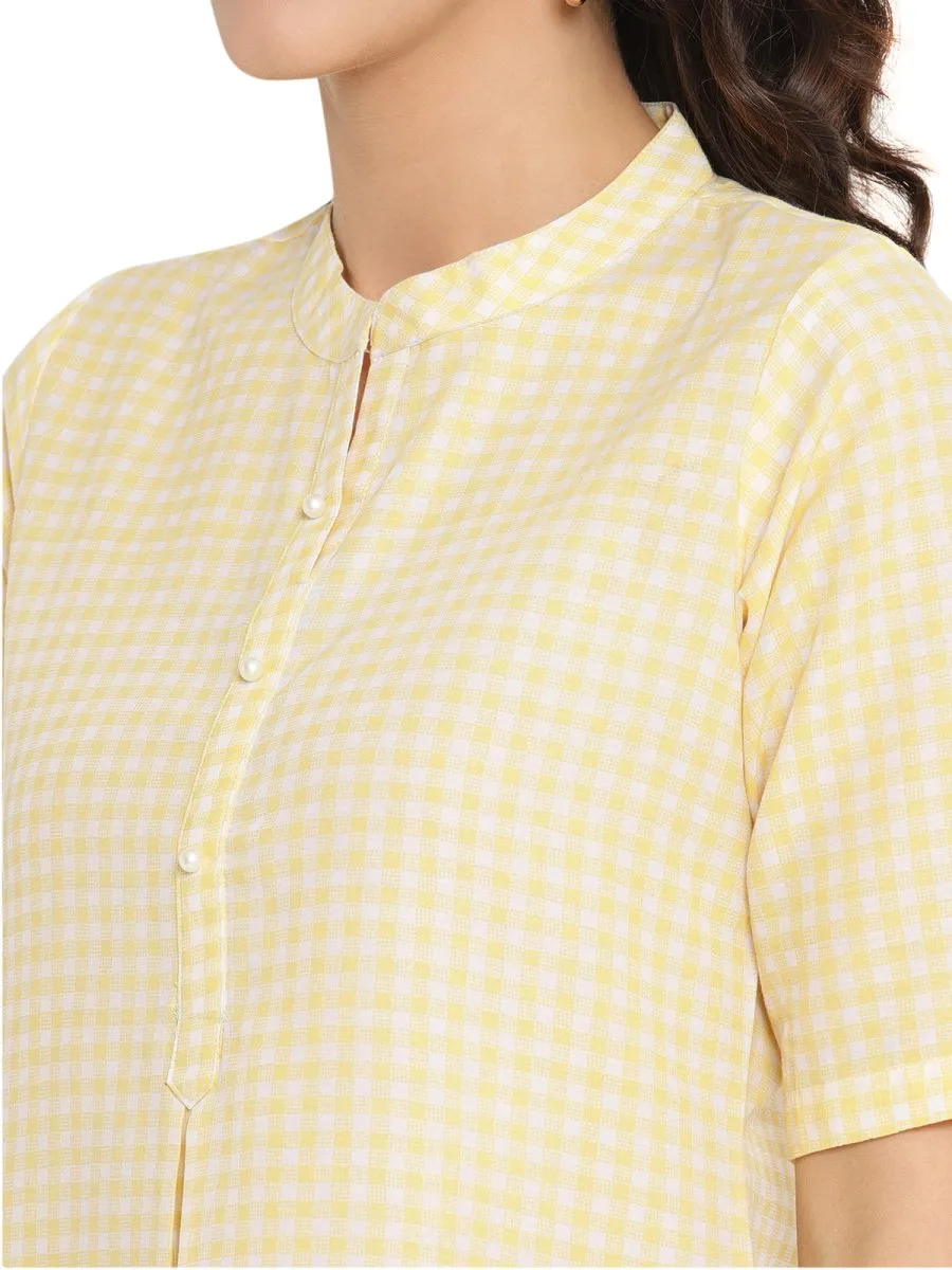 Ahalyaa Checks Printed Yellow Tunic