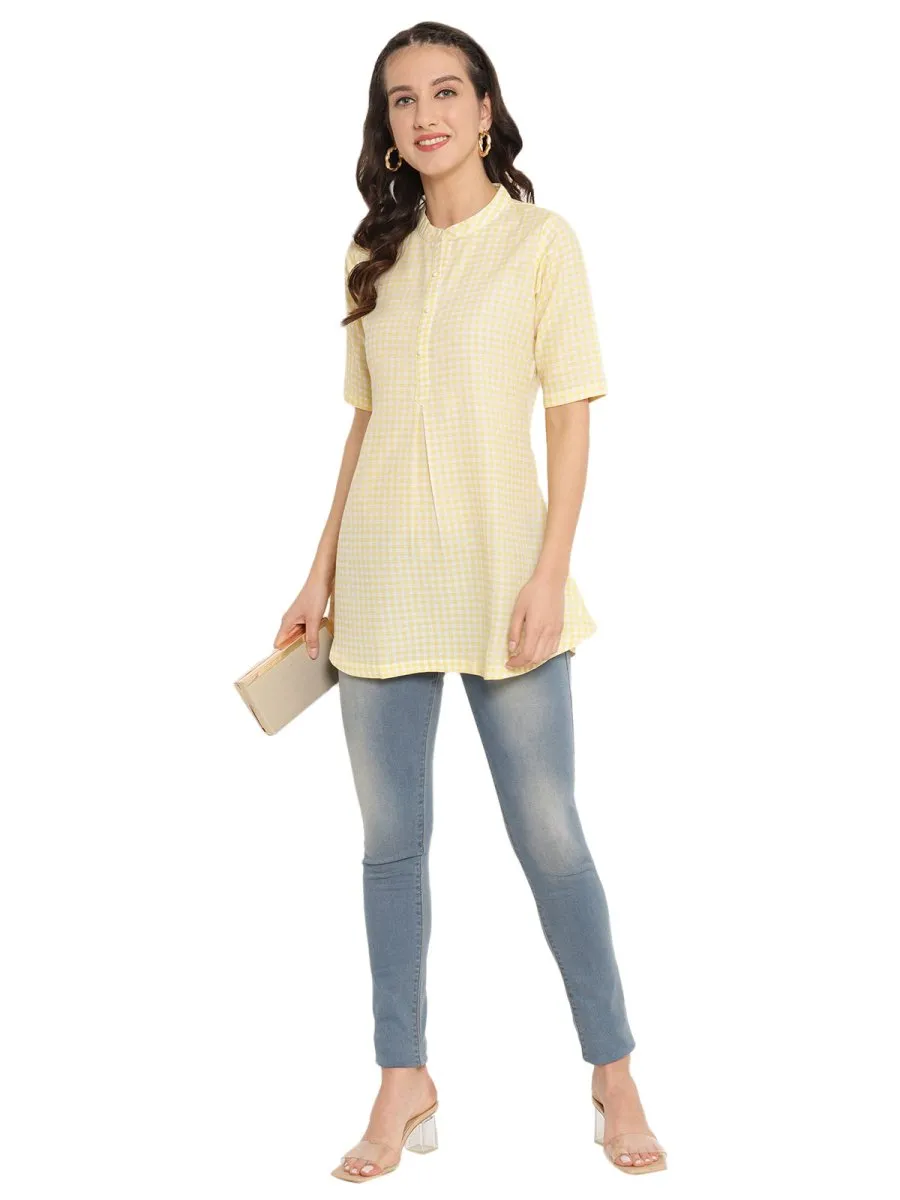 Ahalyaa Checks Printed Yellow Tunic