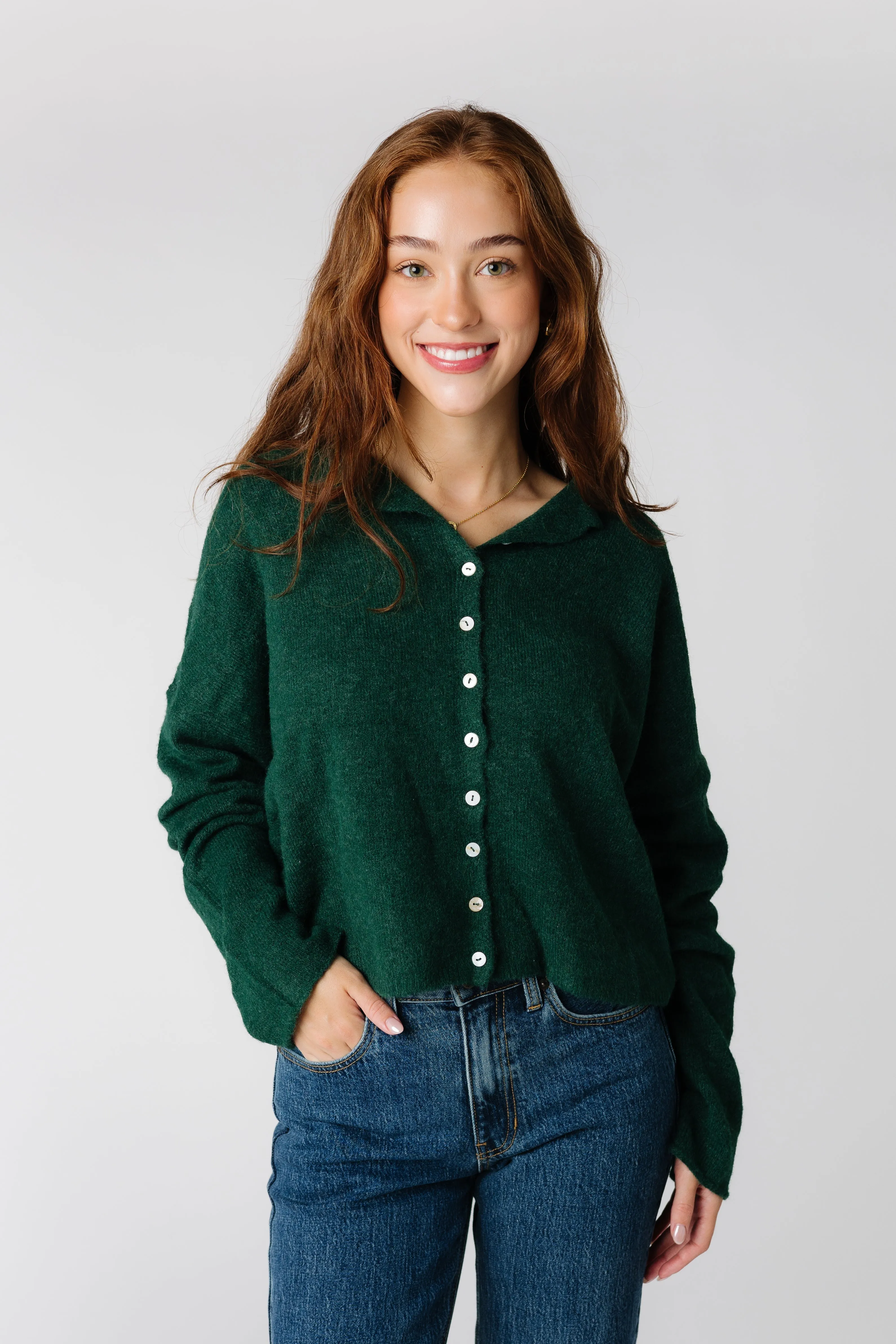 Aria Soft Cardigan- Forest Green
