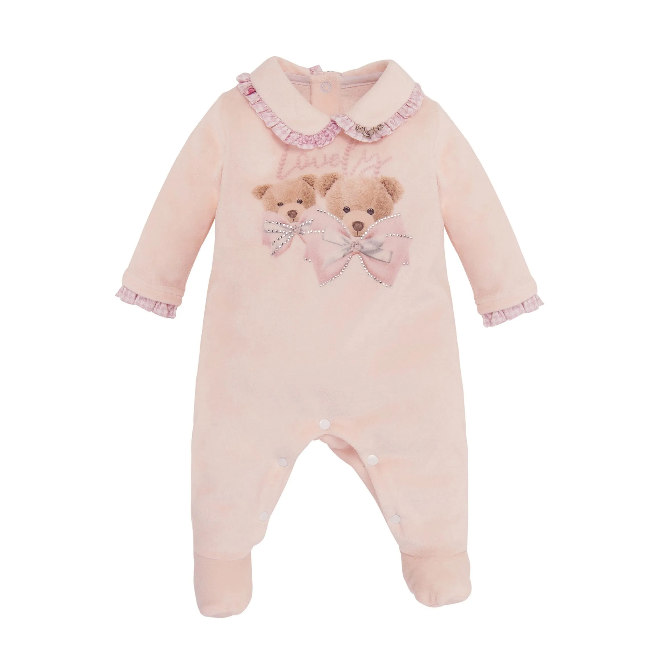 BALLOON CHIC - Velour Teddy Babygrow  - Pink