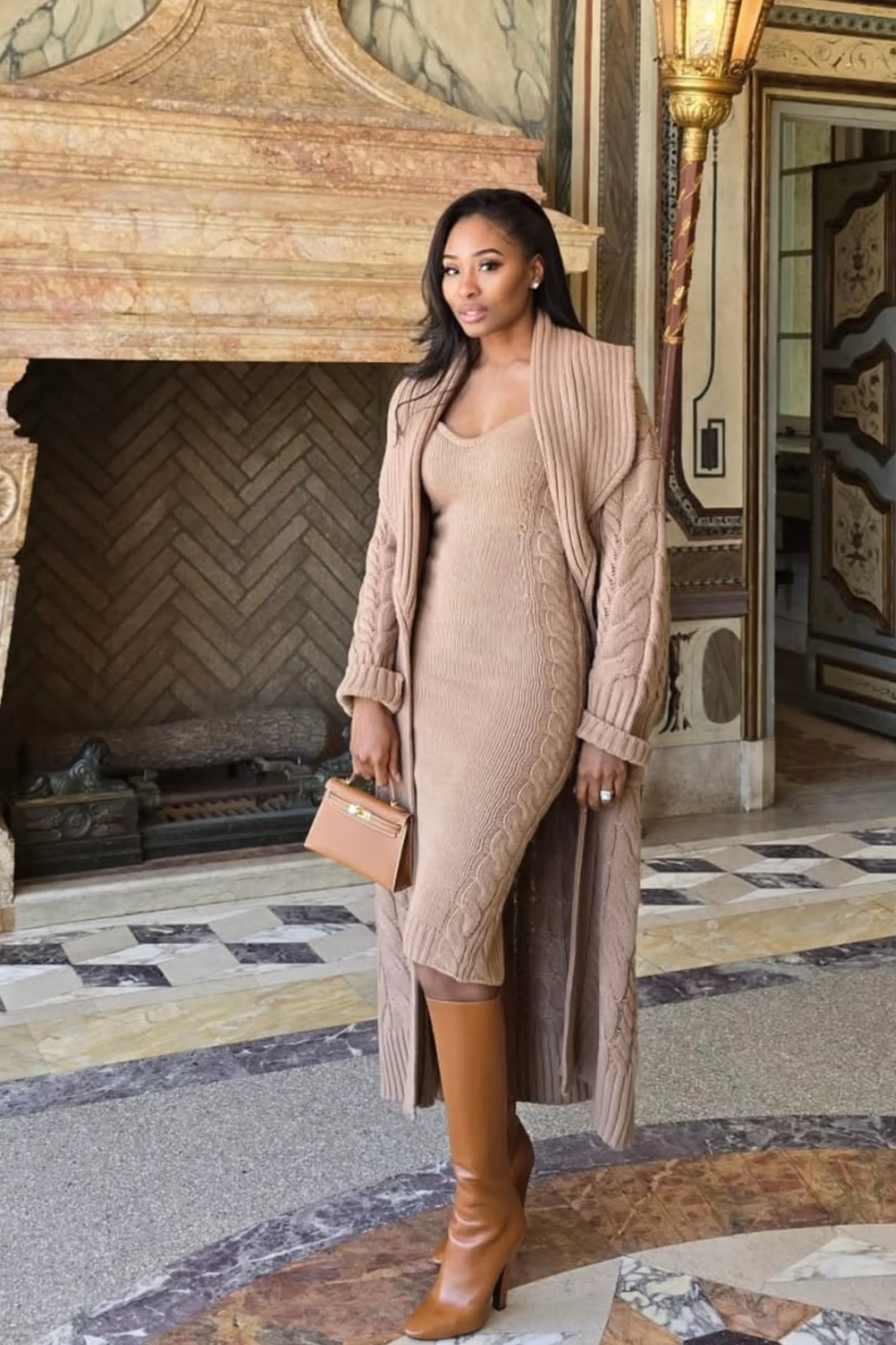 Beige Daria Sweater Knit Dress