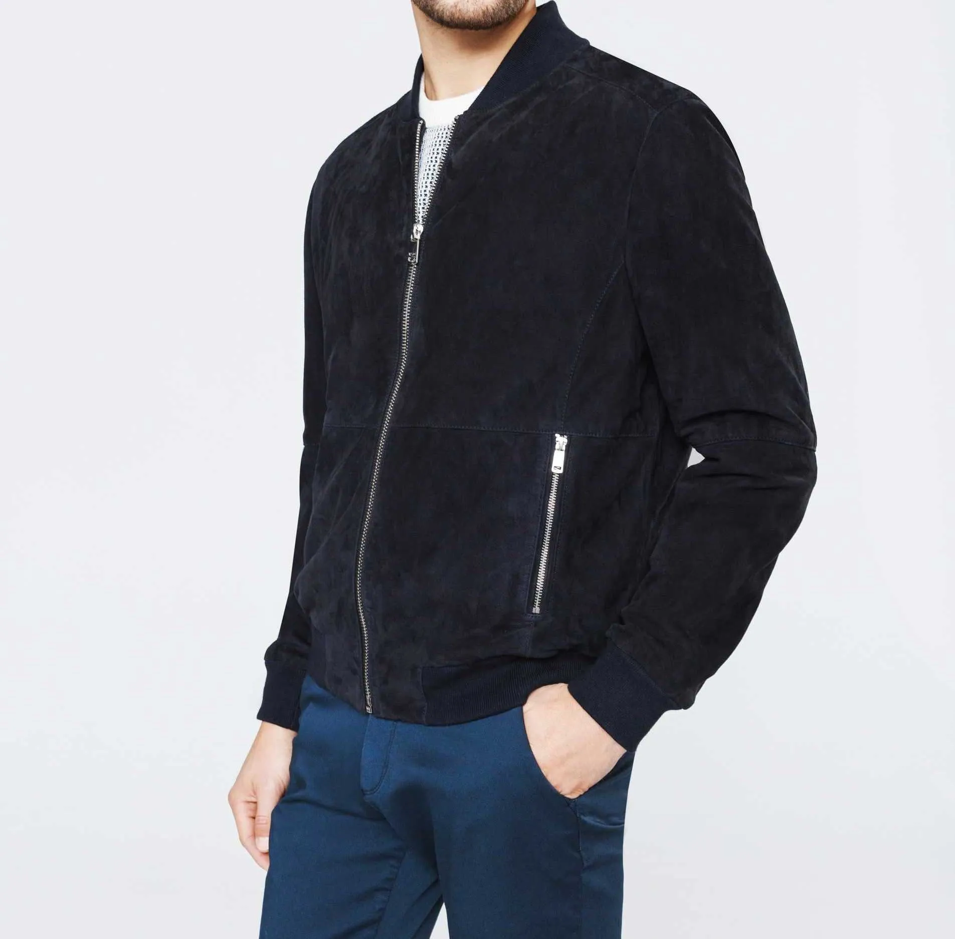Blouson cuir marine "Imanie"