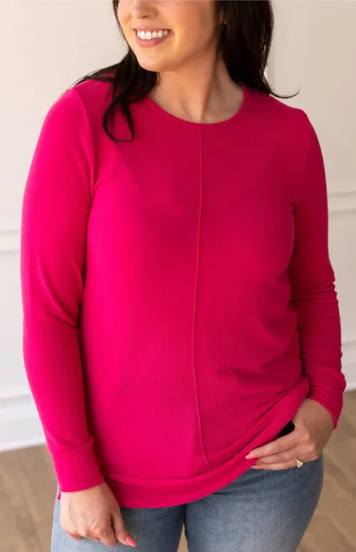 Bubblegum Bliss Top Knit Tunic with Front Seam