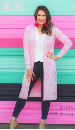 Cupid Pink Leopard Cardigan