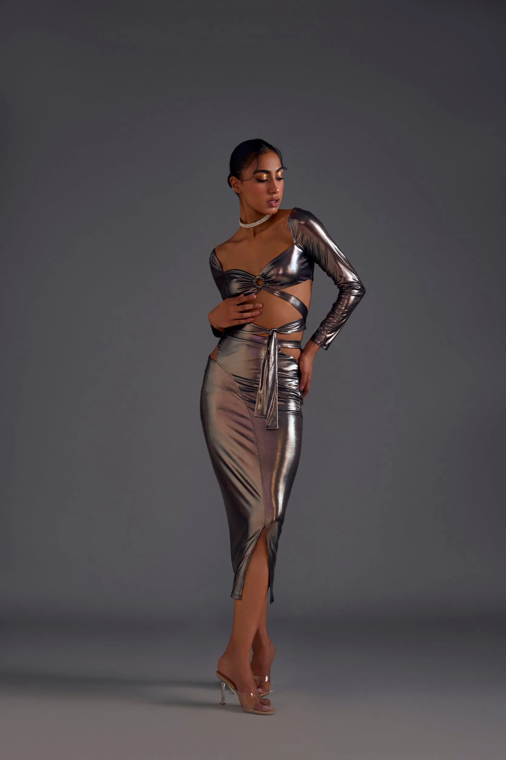 Dark Copper Cutout Skirt