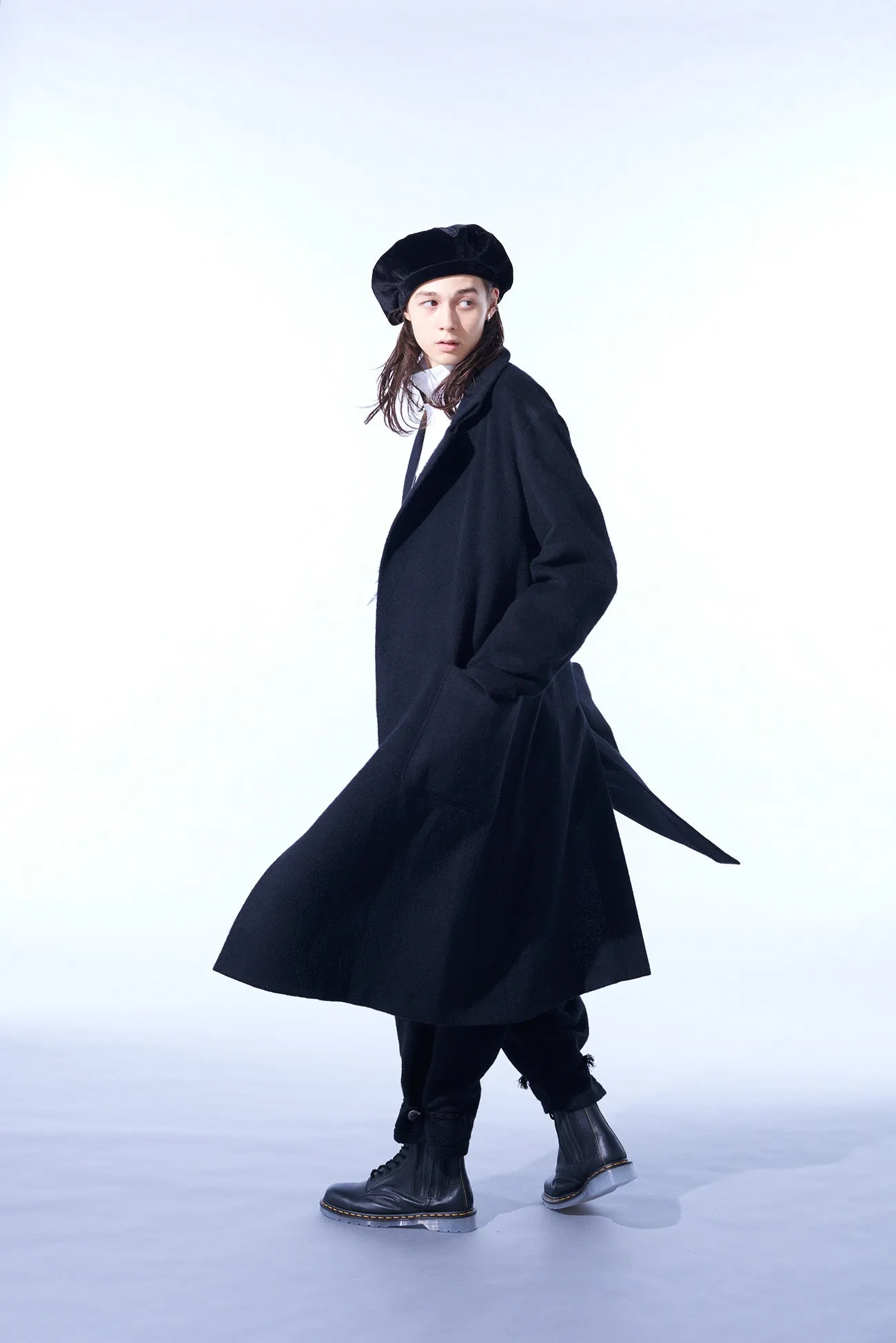 ECO WOOL BEAVER DOUBLE-BREASTED SNAP BUTTON LONG COAT