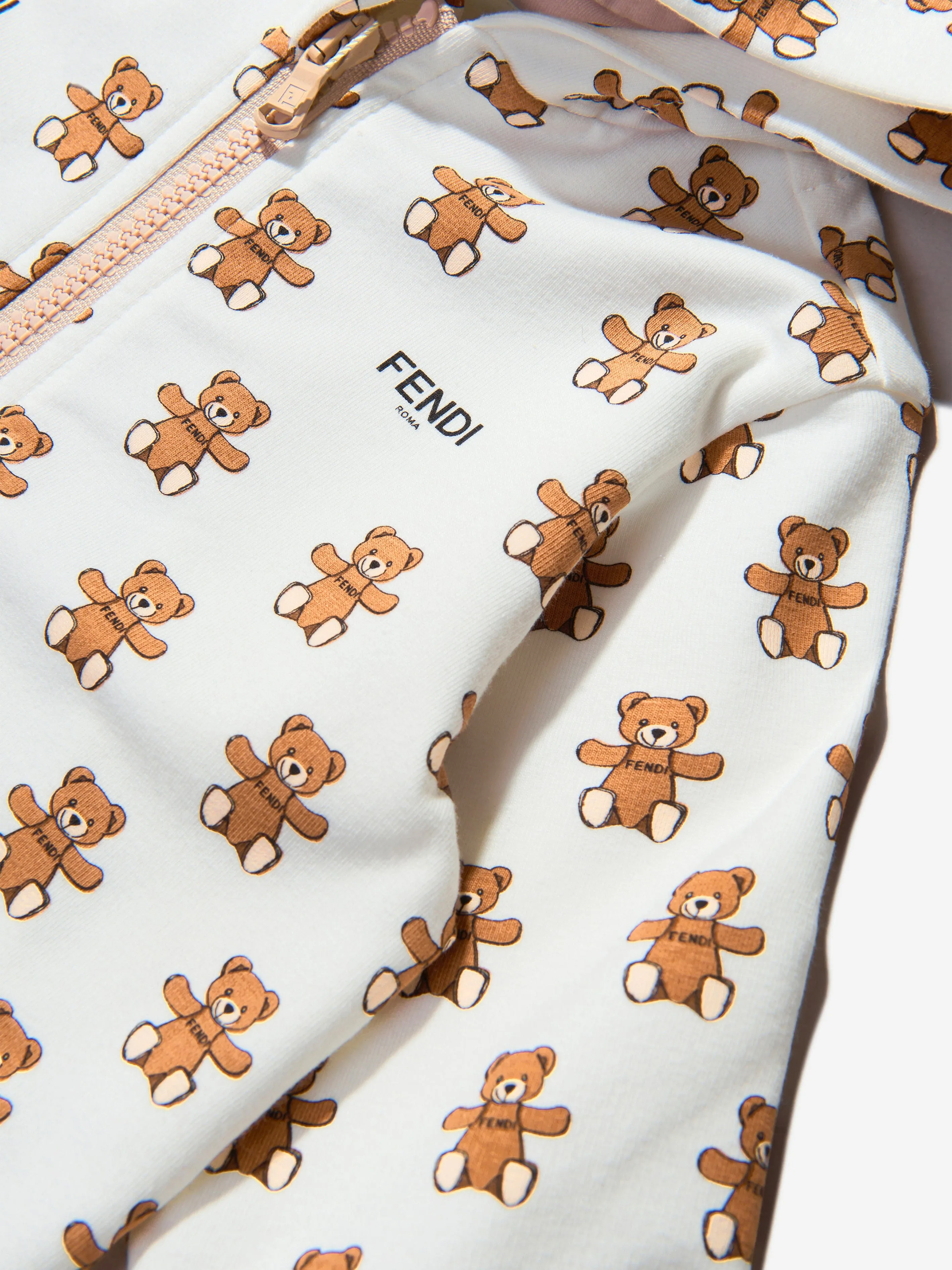 Fendi Baby Unisex Cotton Teddy Bear Zip Up Top