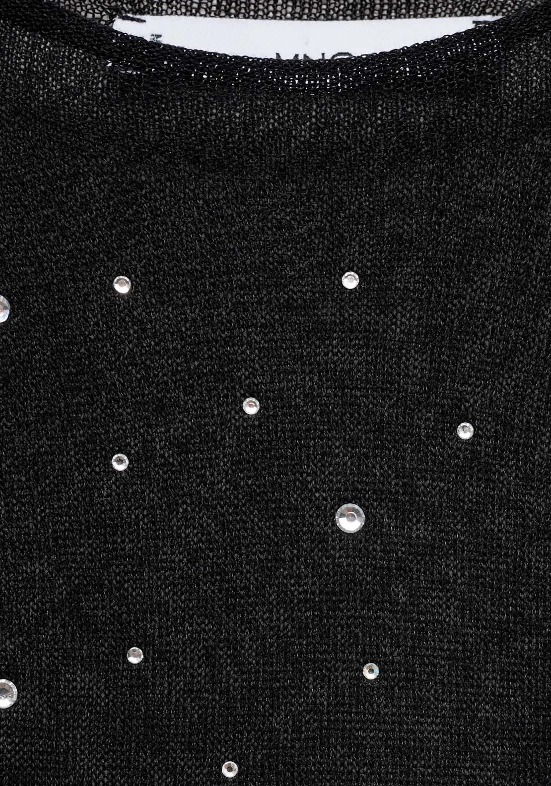 Fine-knit sweater with rhinestones - Black