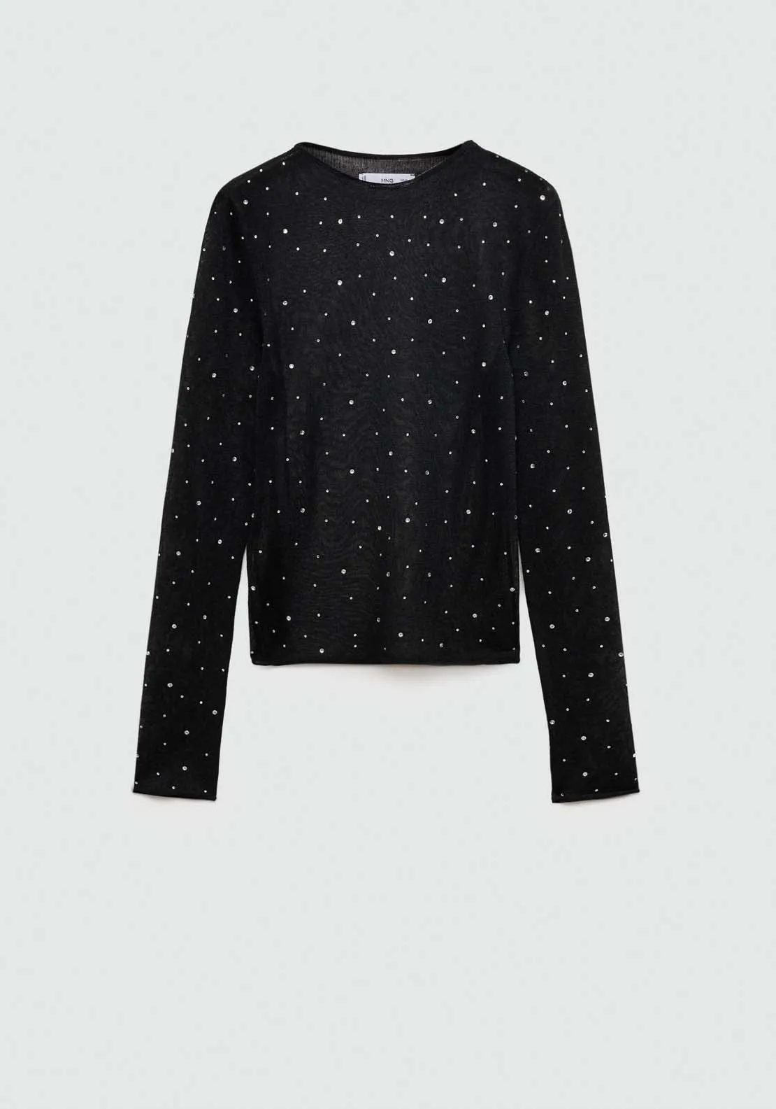 Fine-knit sweater with rhinestones - Black