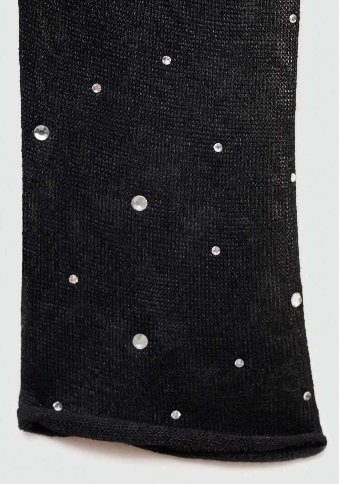 Fine-knit sweater with rhinestones - Black