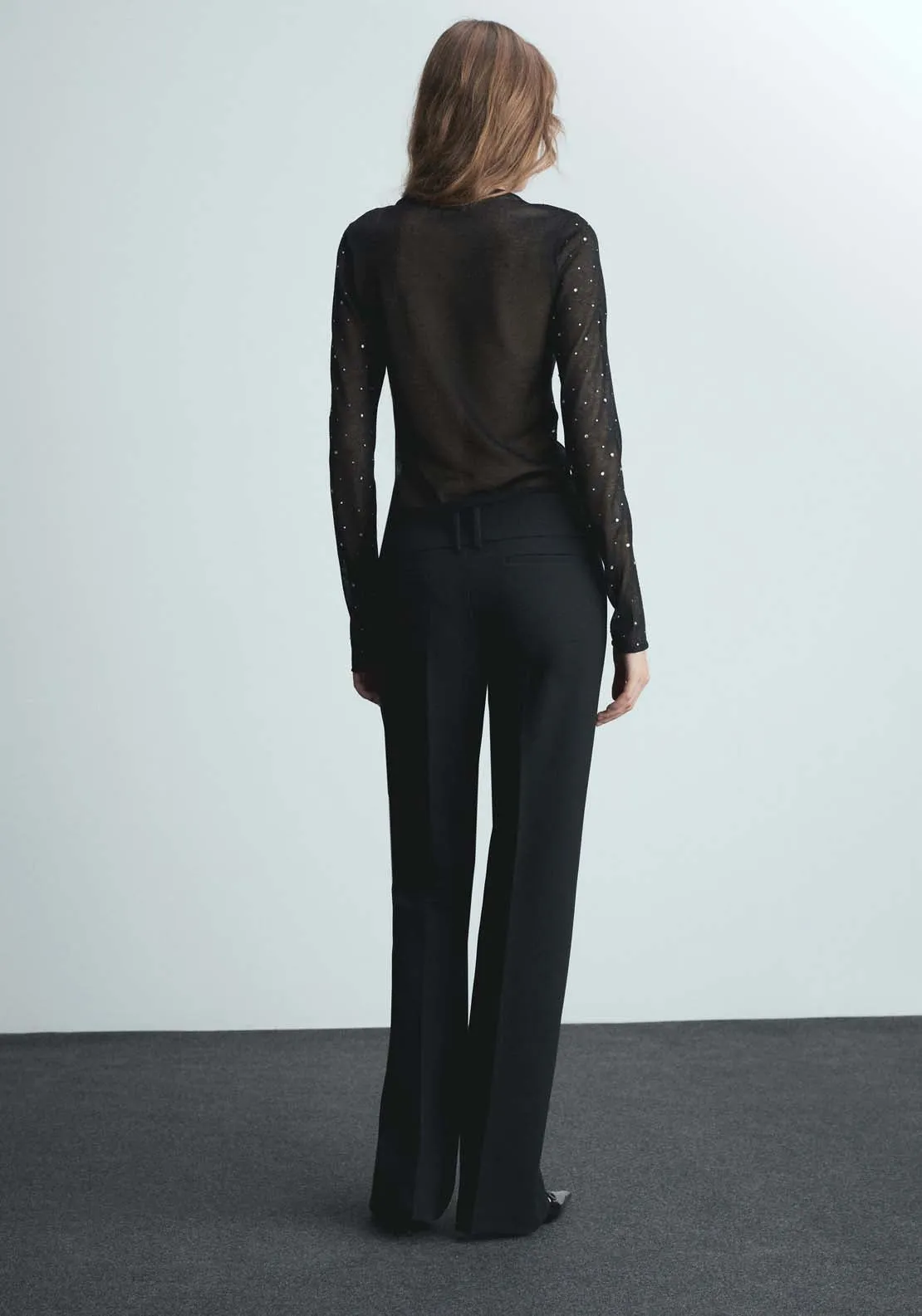 Fine-knit sweater with rhinestones - Black