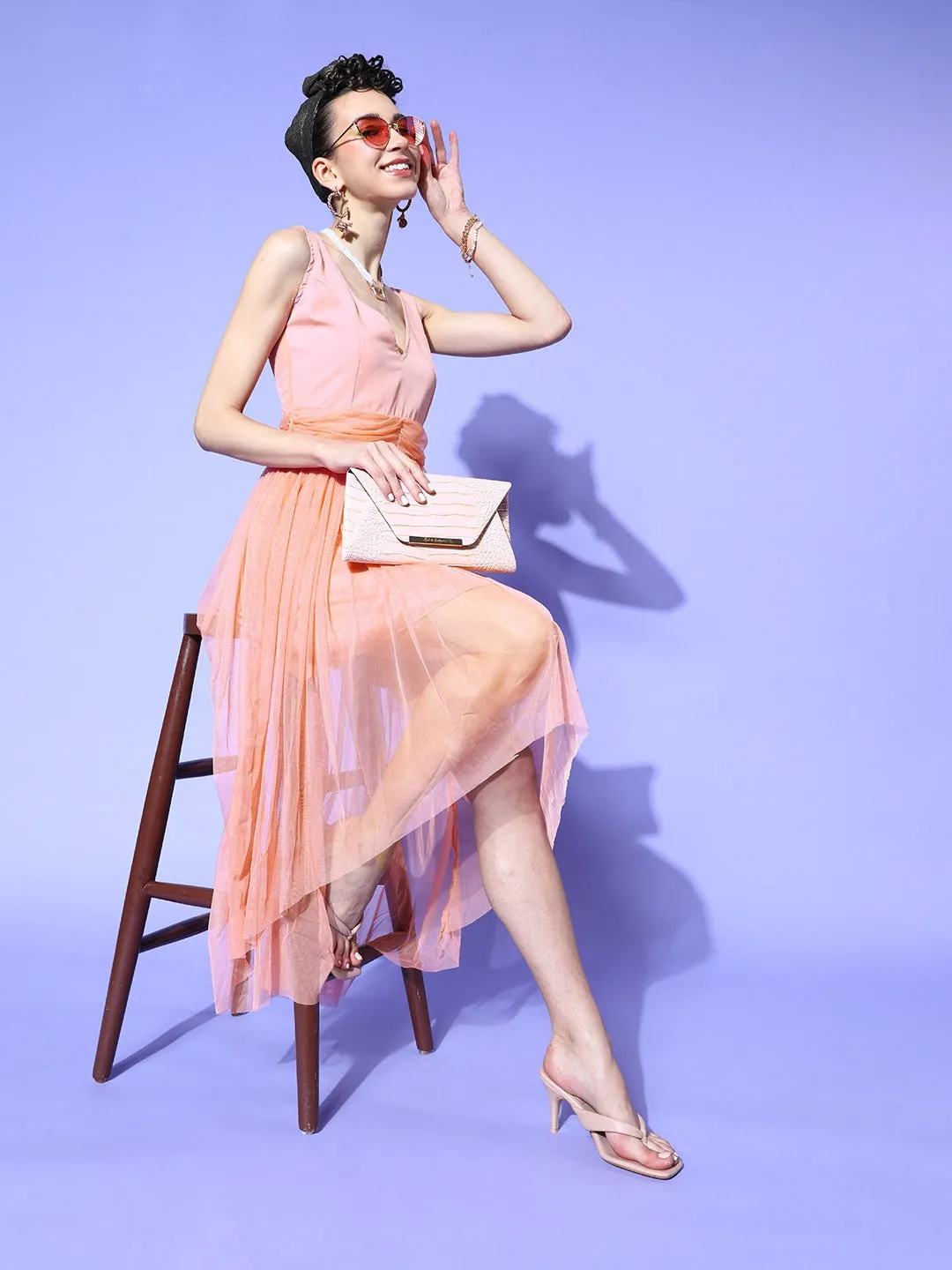 Graceful Net A-Line Ensemble Dress