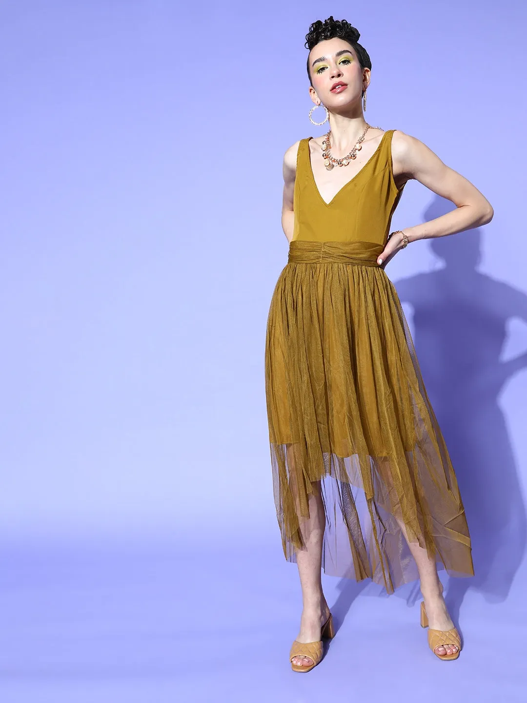 Graceful Net A-Line Ensemble Dress