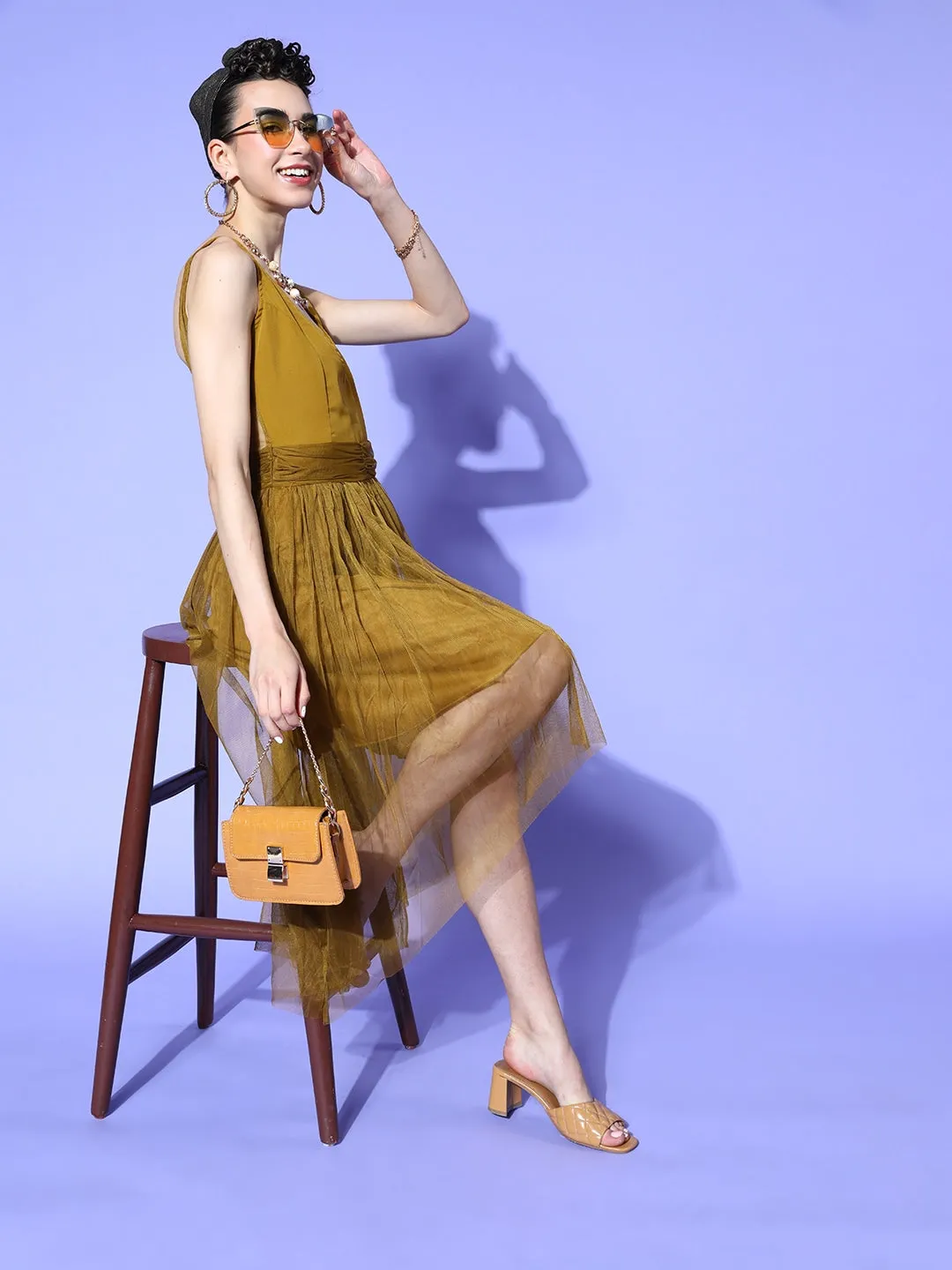 Graceful Net A-Line Ensemble Dress