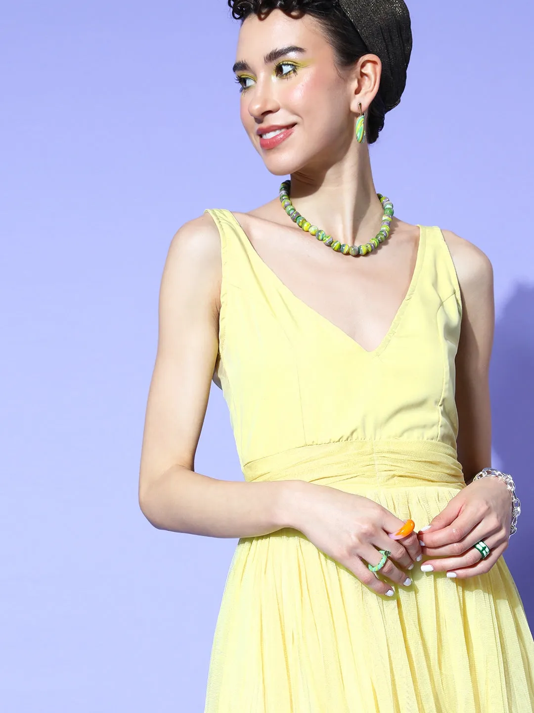 Graceful Net A-Line Ensemble Dress