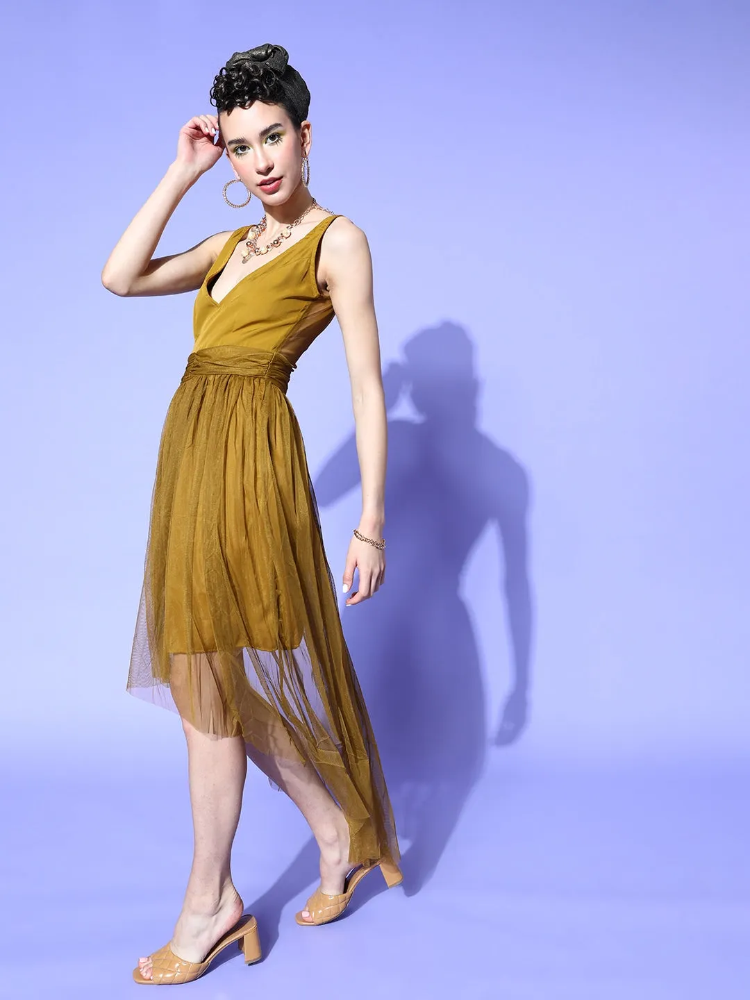 Graceful Net A-Line Ensemble Dress