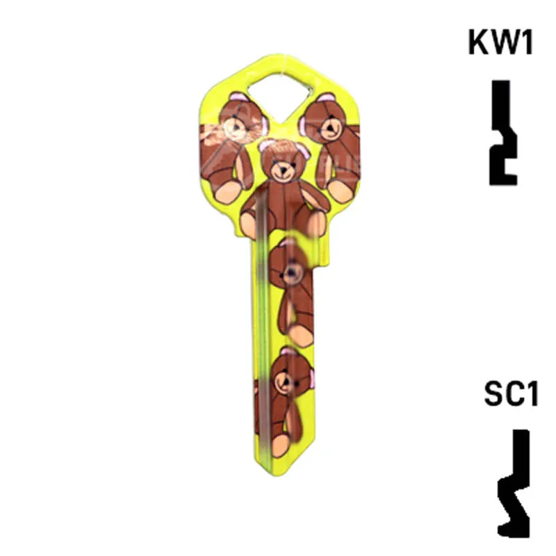 Happy Keys- Teddy Bear Key (Choose Keyway)