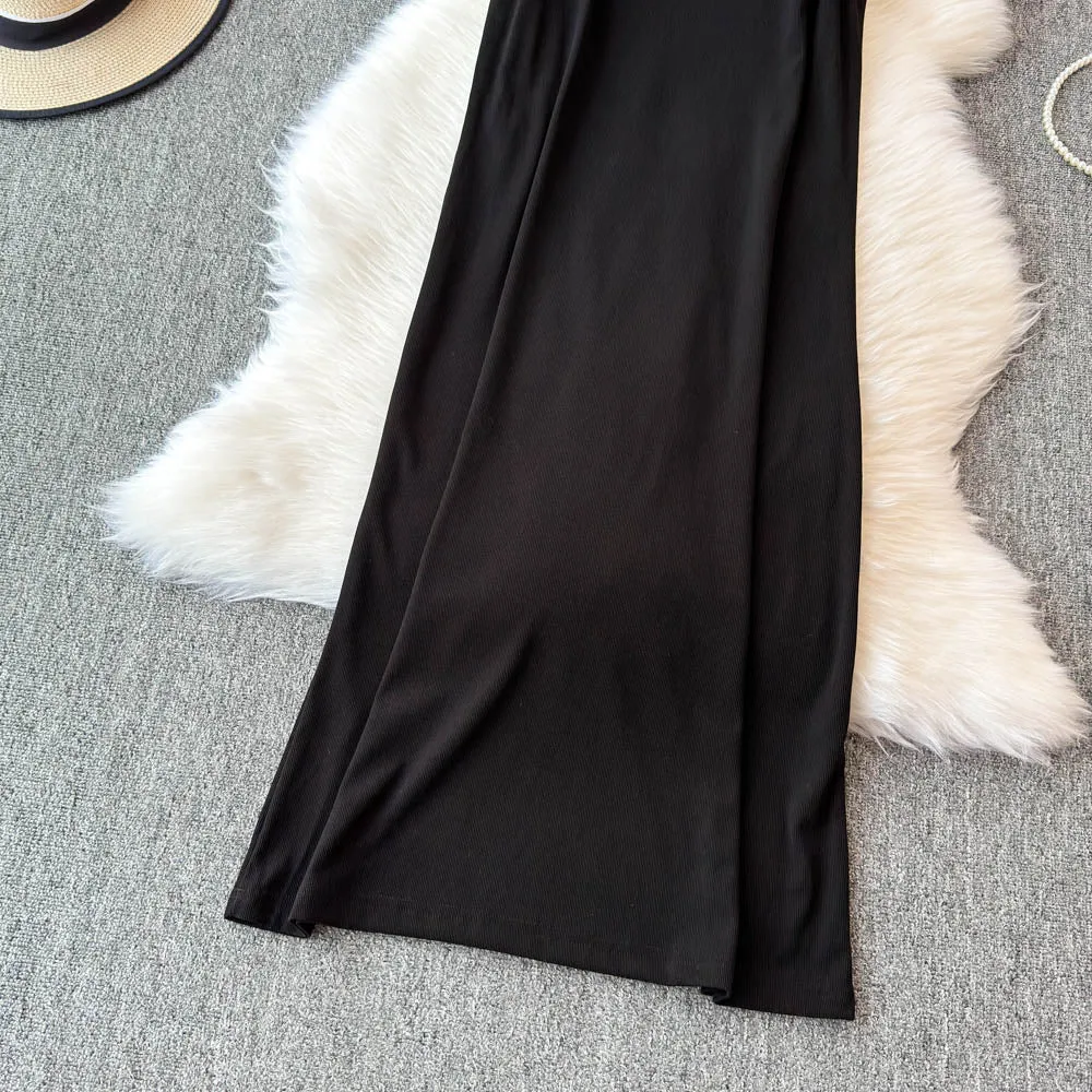 Hollowed Knitwear&Slip Dress 2Pcs