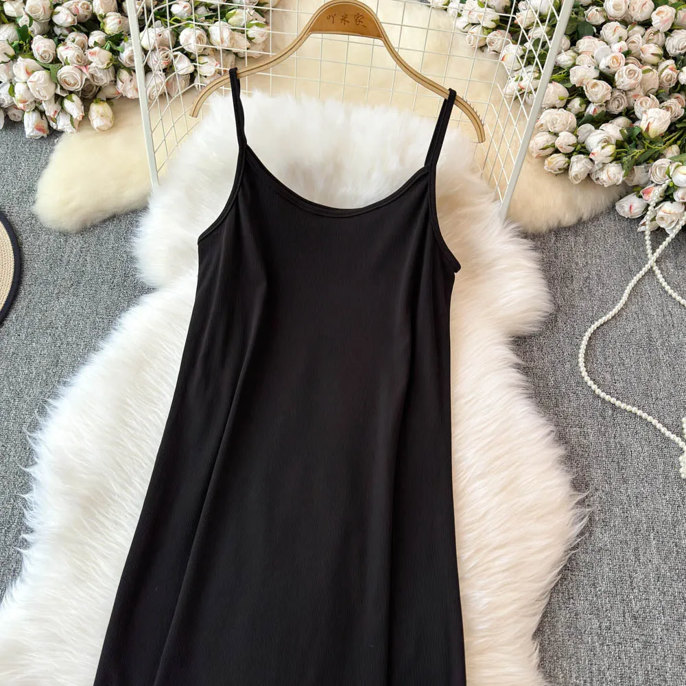 Hollowed Knitwear&Slip Dress 2Pcs