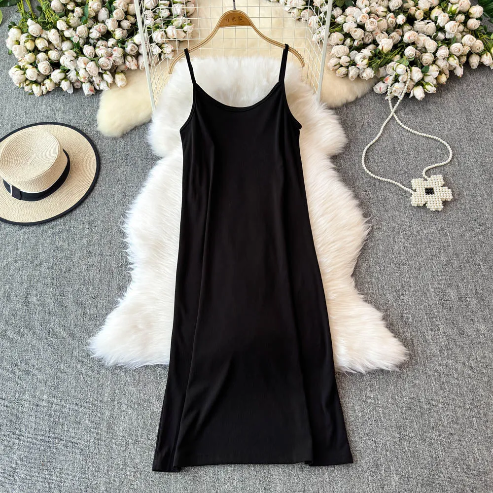 Hollowed Knitwear&Slip Dress 2Pcs