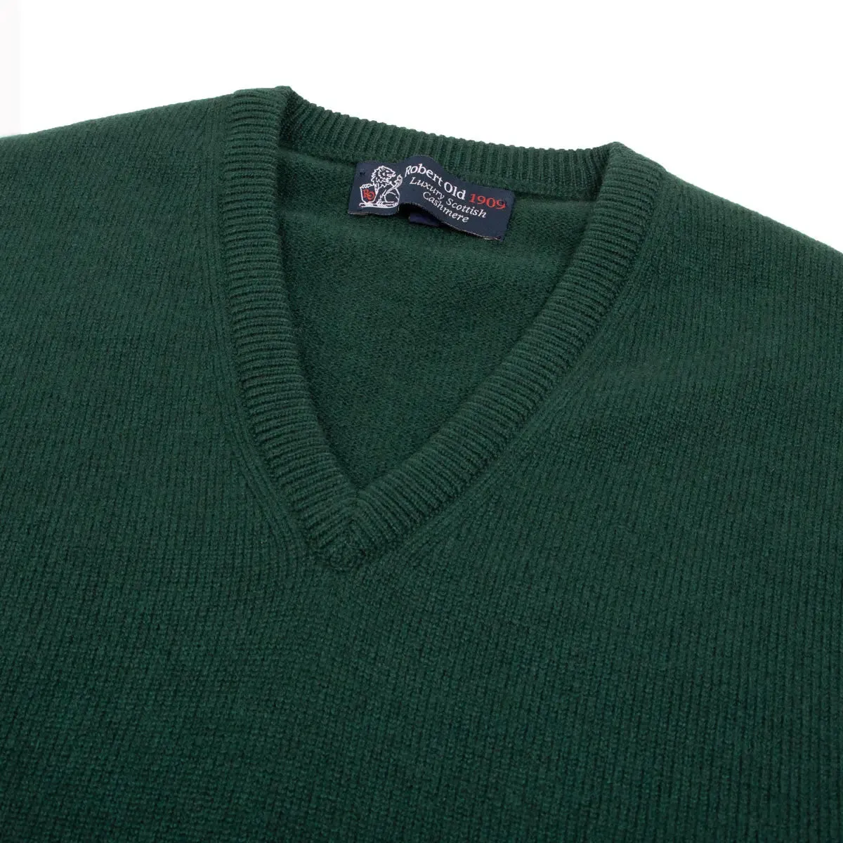 Holly Green Tobermorey 4ply V-Neck Cashmere Sweater