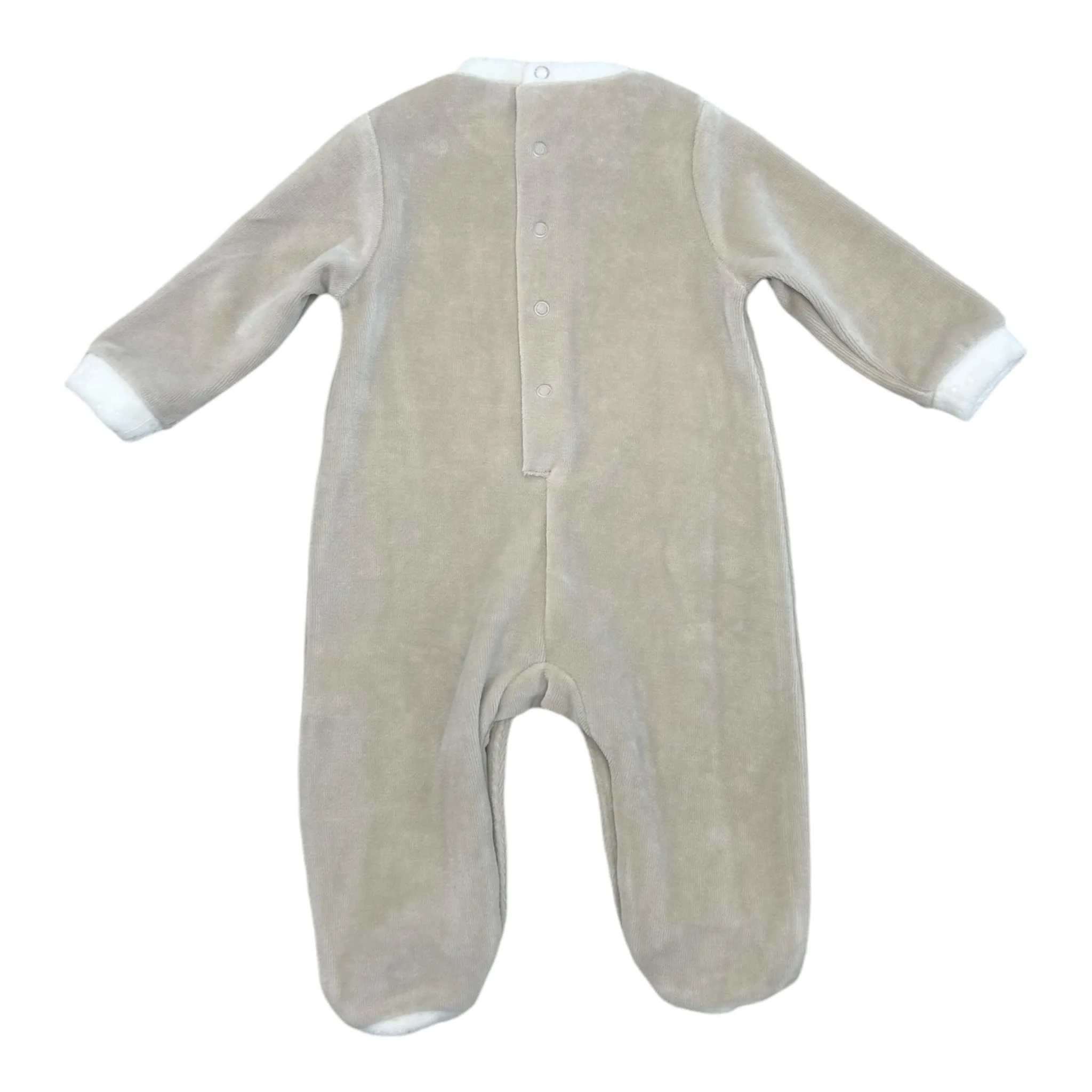 iDO - beige velour all in one , teddy and penguin front design