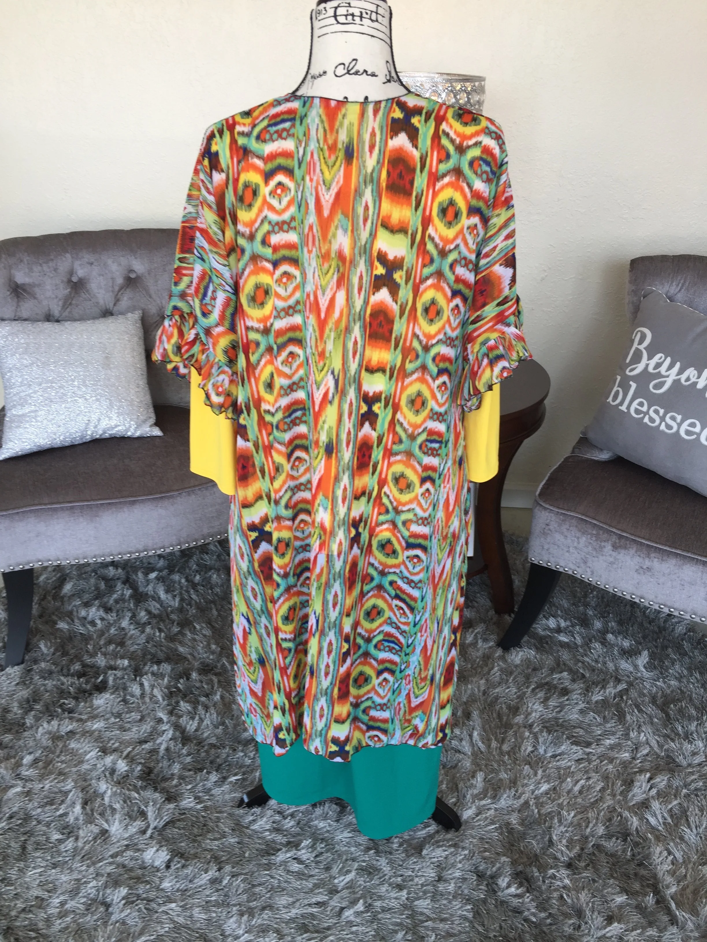 Indian Aztec Chiffon Kimono/Duster