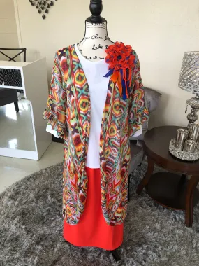 Indian Aztec Chiffon Kimono/Duster