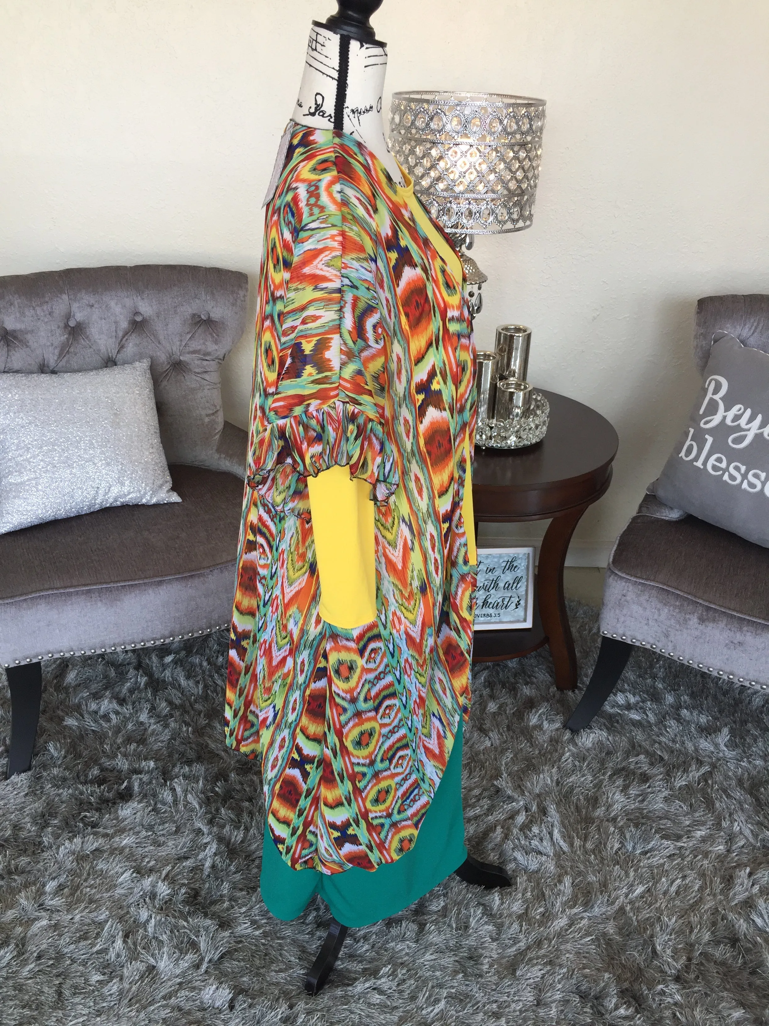 Indian Aztec Chiffon Kimono/Duster