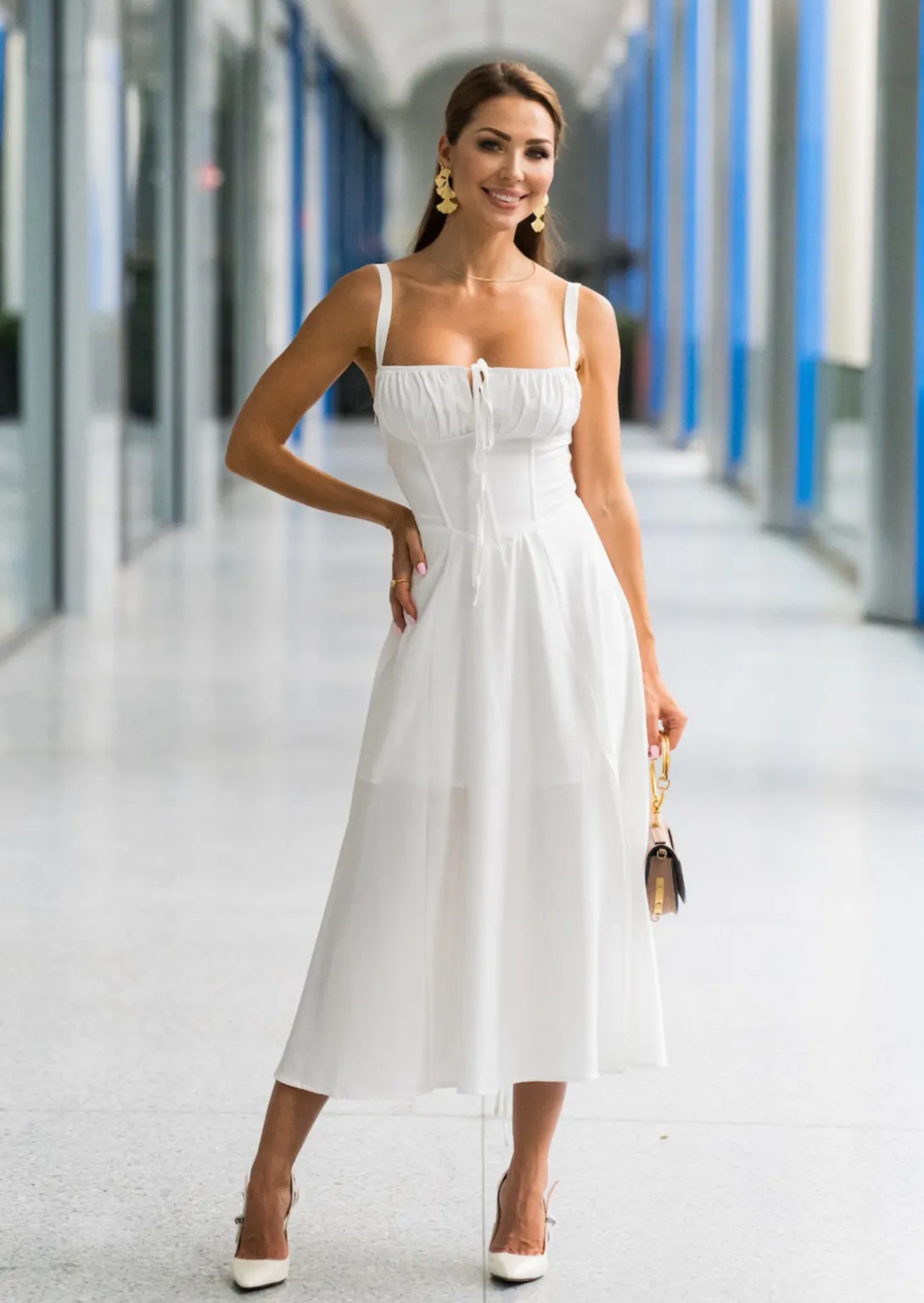 Isabel Bustier Sundress - White