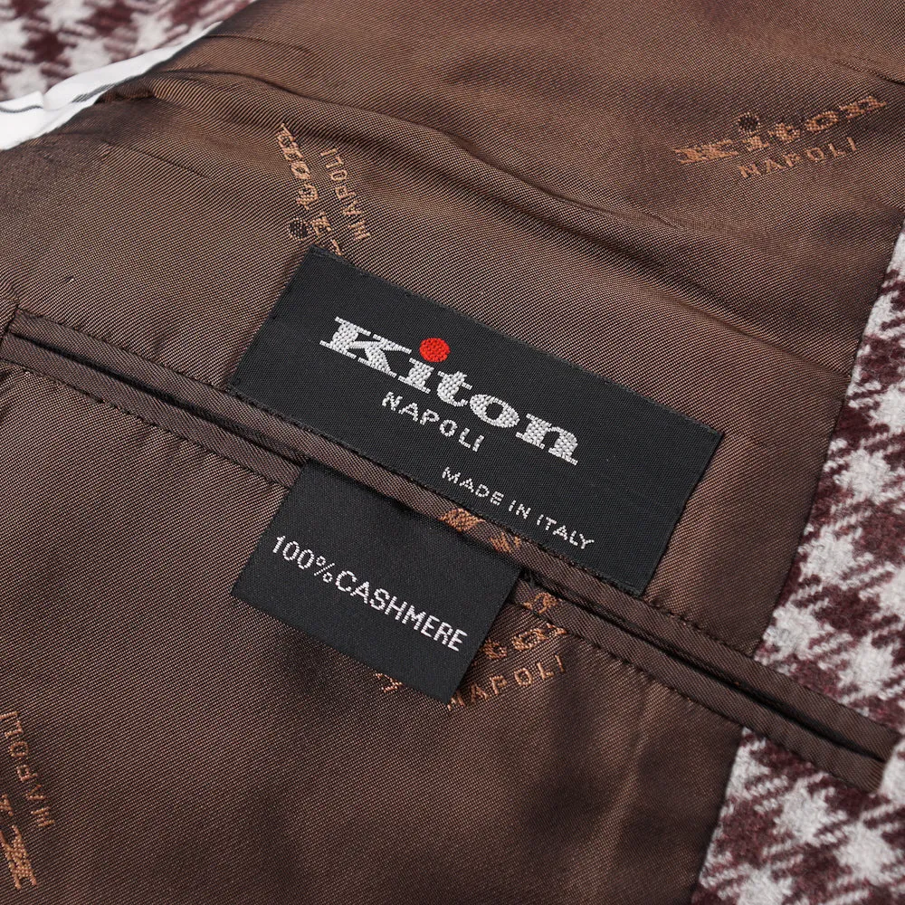 Kiton Burgundy Check Cashmere Sport Coat