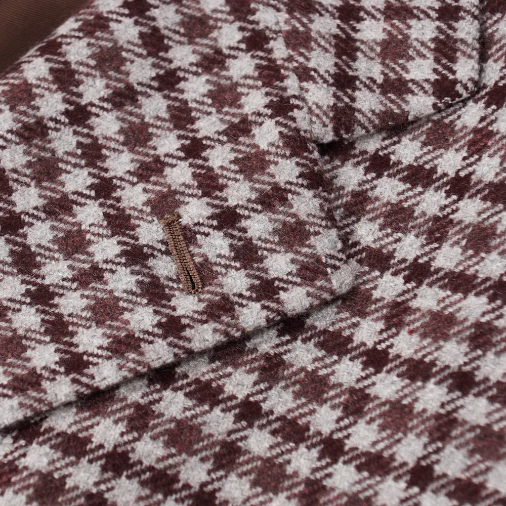 Kiton Burgundy Check Cashmere Sport Coat