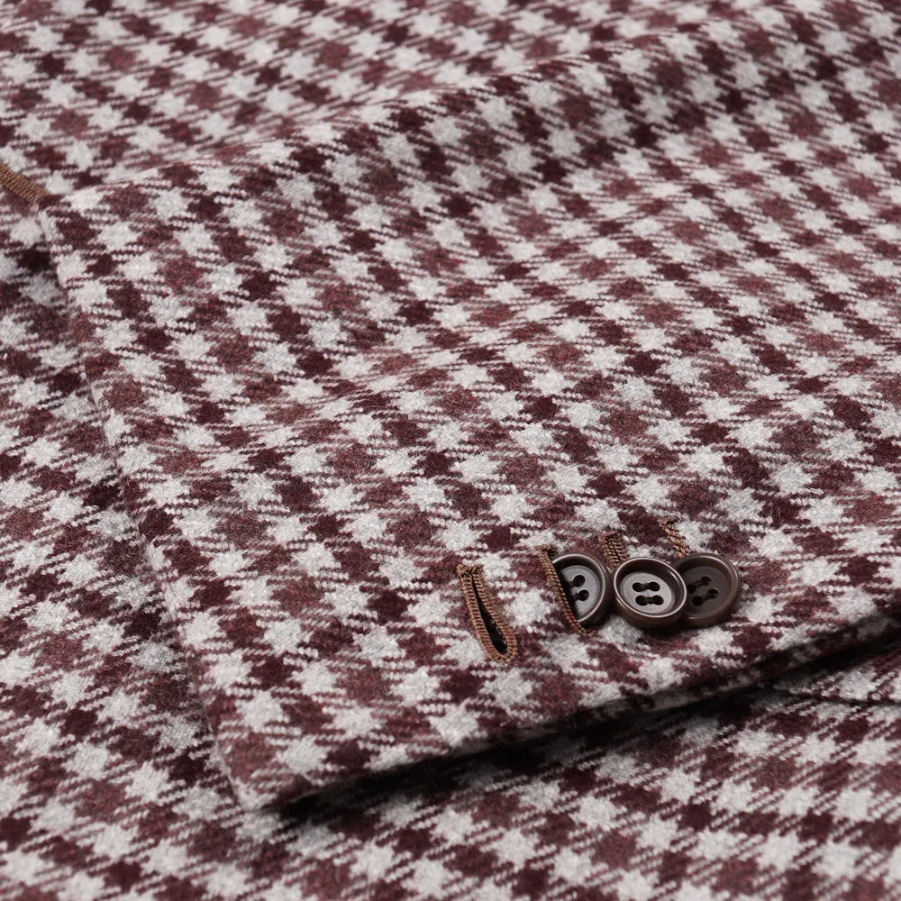 Kiton Burgundy Check Cashmere Sport Coat