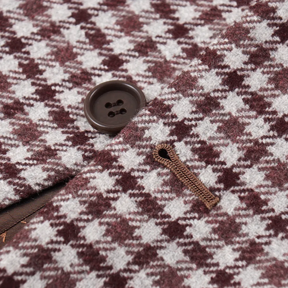 Kiton Burgundy Check Cashmere Sport Coat