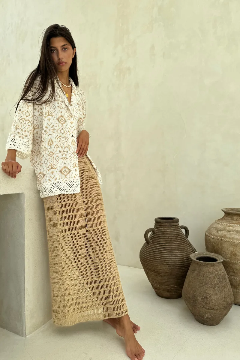 LET IT FLOW CROCHET SKIRT - NATURAL