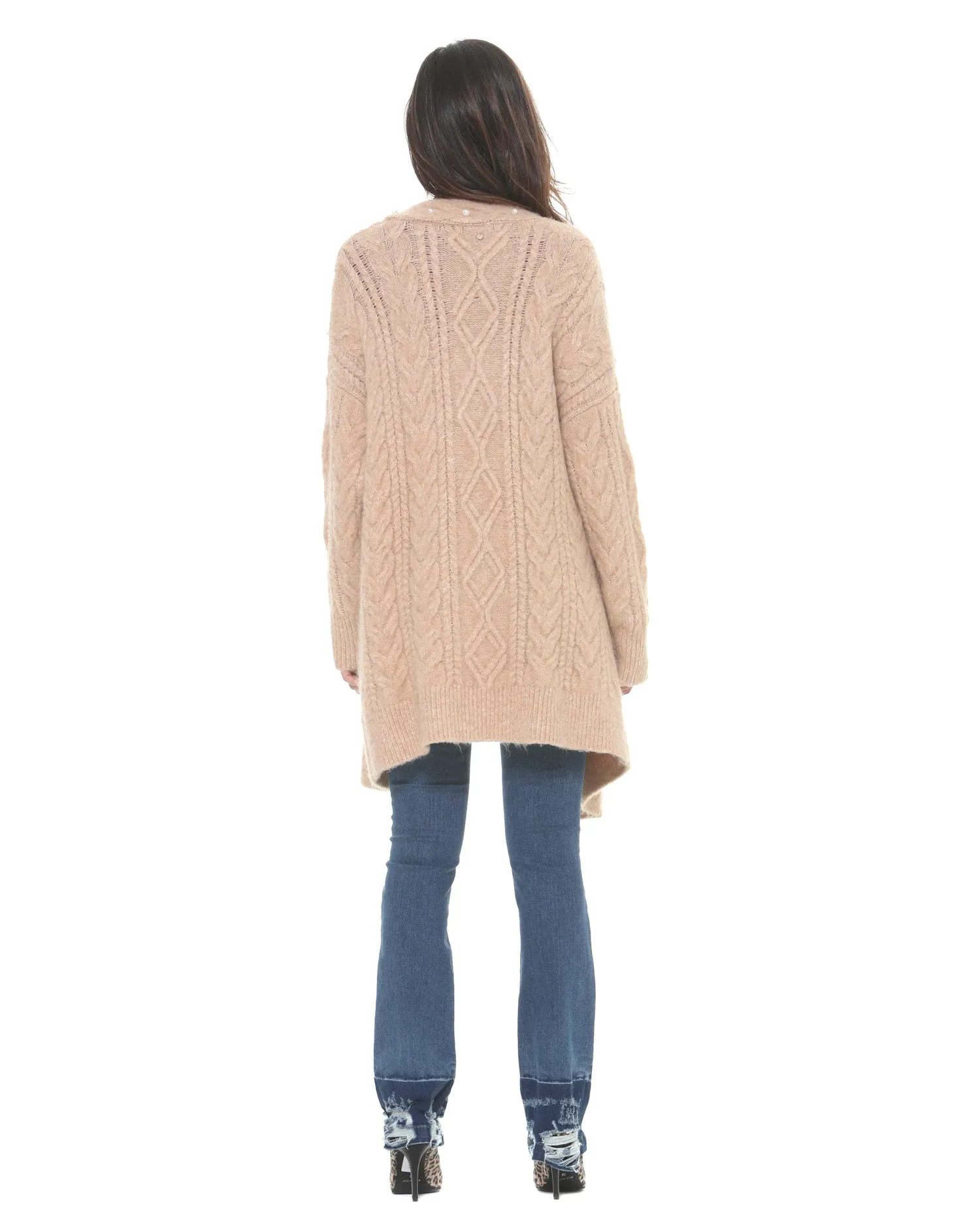 Long cardigan with belt