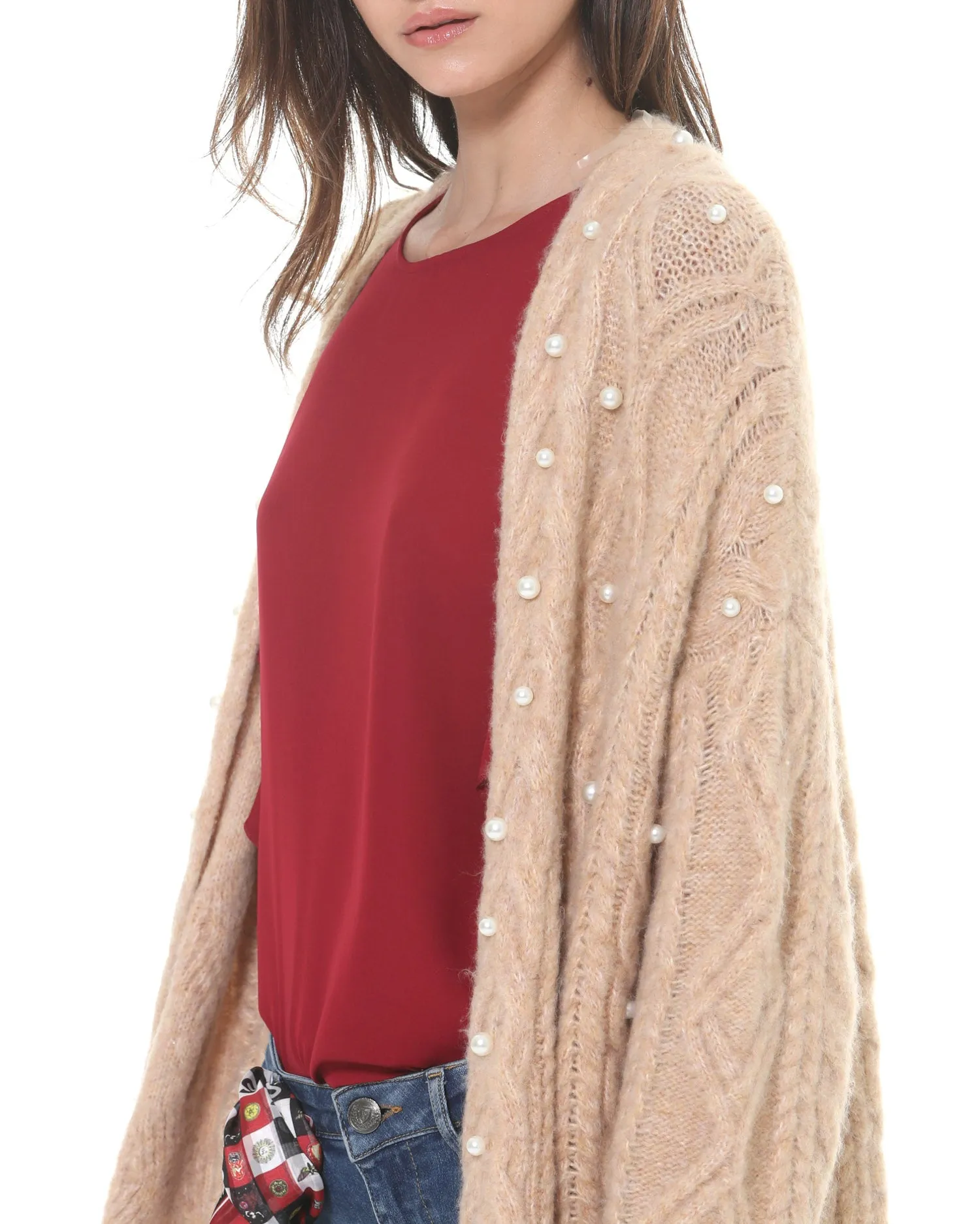Long cardigan with belt
