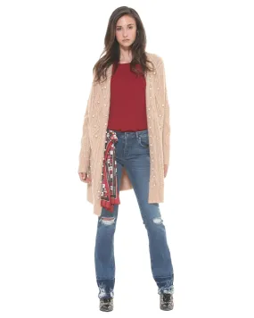 Long cardigan with belt