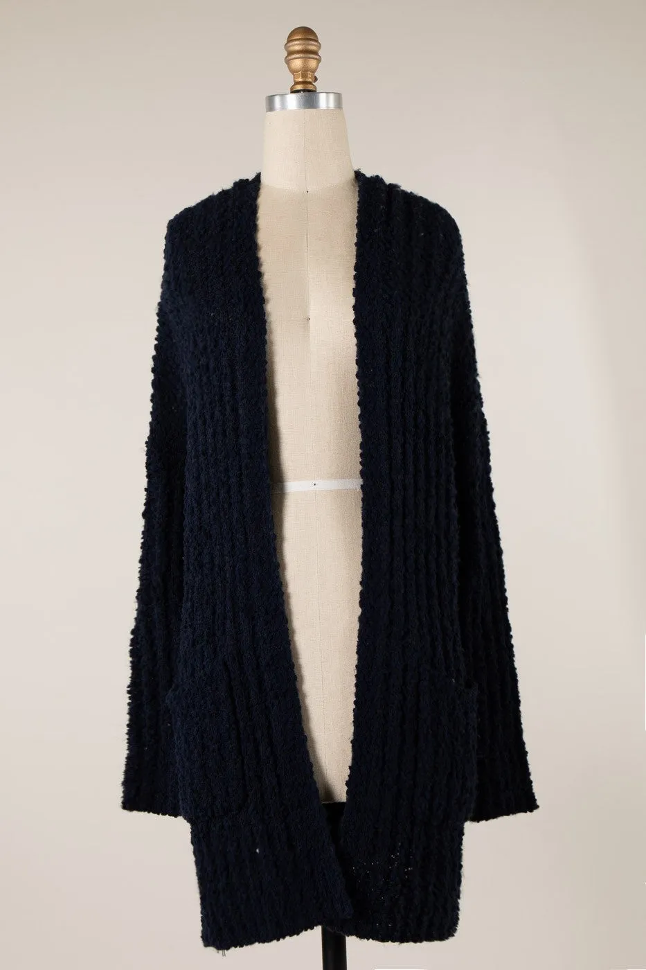 Long Sleeve Ribbed Popcorn Knit Cardigan