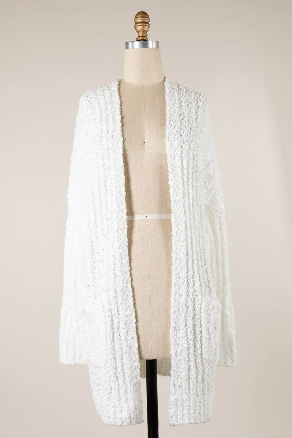 Long Sleeve Ribbed Popcorn Knit Cardigan