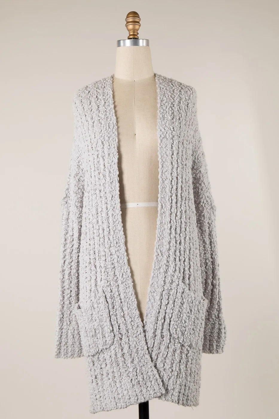 Long Sleeve Ribbed Popcorn Knit Cardigan