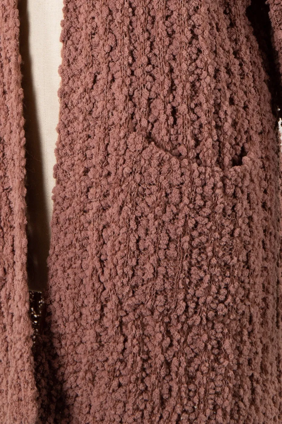Long Sleeve Ribbed Popcorn Knit Cardigan