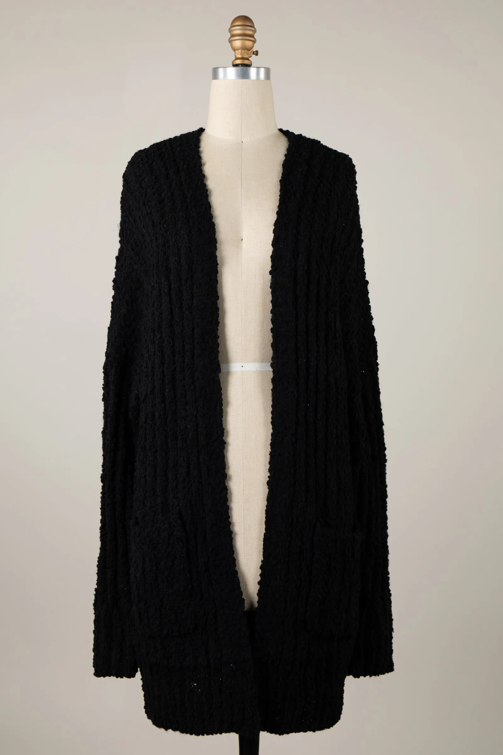 Long Sleeve Ribbed Popcorn Knit Cardigan